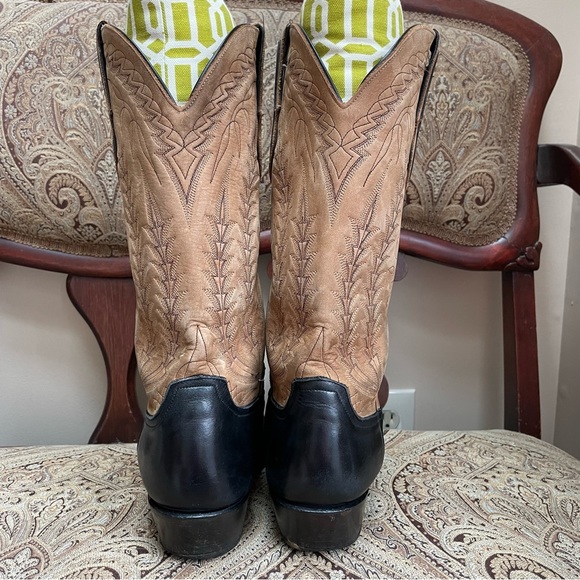 VTG Larry Mahan El Paso Brown Black Leather Western Cowboy Boots Pull On Size 8 - Picture 5 of 11